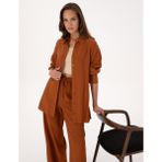 Pierre Cardin Kadın Tarçın Oversize Uzun Kollu Gömlek 50309964-VR191 - 40