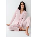 Pierre Cardin Kadın V Yaka Gömlek Pijama Takım, Mevsimlik Pijama Takım%50 Modal %50 Pamuklu - Somon - XL