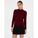 Pierre Cardin Kadın Vişne Slim Fit Yarım Balıkçı Yaka Basic Kazak 50315768-VR223