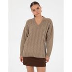 Pierre Cardin Kadın Vizon Comfort Fit Kazak 50310890-VR052 - XS