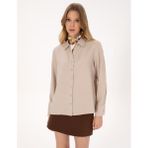 Pierre Cardin Kadın Vizon Modal Karışımlı Comfort Fit Uzun Kollu Gömlek 50318219-VR052 - 34