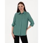 Pierre Cardin Kadın Yeşil Comfort Fit Uzun Kollu Gömlek 50301090-VR054 - 38