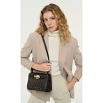 Pierre Cardin Kahve Monogram Desenli Kadın Omuz Çantası - Kilit Detaylı 2 Askılı Çanta