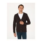Pierre Cardin Koyu Kahverengi Slim Fit Basic Düğmeli Triko Hırka 50317330-VR084