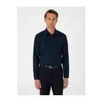 Pierre Cardin Lacivert %100 Pamuk Parlak Saten Regular Fit Uzun Kollu Basic Gömlek 50302972-VR033