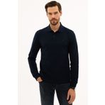 Pierre Cardin Lacivert Slim Fit Polo Yaka Sweatshirt