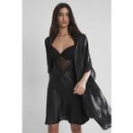 Pierre Cardin Midi Dantel Sabahlık Gecelik Set 4240 Siyah