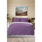 Pierre Cardin Pamuk Nevresim Takımı Biyeli Çift Kişilik Mürdüm-Lila - 200 x 220 cm - Renkli