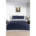 Pierre Cardin Pamuk Nevresim Takımı Biyeli Tek Kişilik Lacivert-Gri - 160 x 220 cm - Lacivert - Gri