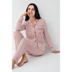 pierre cardin paris Pierre Cardin Çizgili Pijama Takım, S, PCK9113, Kırmızı, kadın
