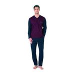 pierre cardin paris Pierre Cardin Jakarlı Pamuklu Pijama Takımı, L, P6C1C1C0C, Bordo, Erkek