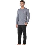 pierre cardin paris Pierre Cardin Pamuk Bisiklet Yakalı Uzun Kol Pijama Takımı Koyu Gri, XL, PC6103PENT, Koyu Gri, erkek