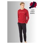 pierre cardin paris Pierre Cardin Pamuklu Bisiklet Yaka Uzun Kol Pijama Takımı, S, QP6K0E9K3R, Bordo, erkek