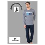 pierre cardin paris Pierre Cardin Pamuklu Pijama Takımı, XL, THCLVR66PC, Koyu Gri, Erkek
