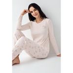 pierre cardin paris Pierre Cardin Uzun Kol Pijama Takımı, M, PC9061-S, Krem, kadın