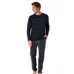pierre cardin paris Pierre Cardin Uzun Kollu Pamuklu Pijama Takımı, M, 6.SO.0.WE.9.TO.5.P.C, Siyah - Lacivert Çizgili, erkek