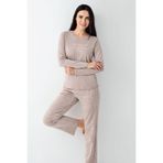 pierre cardin paris Pierre Cardin Uzunkol Pijama Takım, S, PCK9096, Vizon, kadın