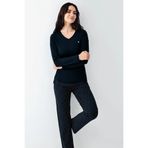 pierre cardin paris Pierre Cardin V Yaka Cepli Pijama Takımı, M, P.İ.E.R.O.Z.90.E.LT.25, Lacivert, kadın