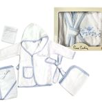 Pierre Cardin PC-15020 Mavi Yıldızlı Bebek Bornoz Seti