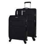 Pierre Cardin PC4200 Siyah Ultra Light Hafif Lüx Kumaş Büyük Boy-Orta Boy 2'li Valiz Seti