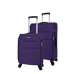 Pierre Cardin Pc4200 Ultra Light Hafif Kumaş Orta Boy ve Kabin Boy Mor 2'li Valiz Seti