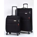 Pierre Cardin PC6050 Ultra Light Siyah Kumaş Büyük Boy ve Kabin Boy 2'li Valiz Seti