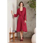 Pierre Cardin Penye Dantelli Gecelik ve Sabahlık Takımı 4005 - Bordo