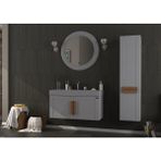 Pierre Cardin Pio 100CM Matt Anthracite (Gri) Ahşap Kulplu Banyo Dolabı (Ayna+Lavabo+Alt Dolap) - Pio-100-A - Antrasit Gri Mat