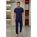 Pierre Cardin Premium Erkek Büyük Beden %100 Pamuklu Cepli Kısa Kollu Pijama Takım