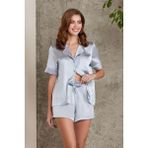 Pierre Cardin Saten Biyeli Pijama Takımı - 1205 - 2XL - Mist