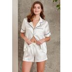Pierre Cardin Saten Biyeli Pijama Takımı 1205 - Ekru