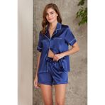 Pierre Cardin Saten Biyeli Pijama Takımı - 1205 - XL - Lacivert
