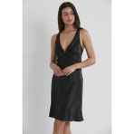 Pierre Cardin Saten Dantelli Gecelik - 690 - XL - Siyah