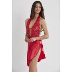 Pierre Cardin Saten Dantelli Gecelik - 805 - XL - Kırmızı