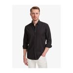 Pierre Cardin Siyah %100 Pamuk Keten Görünümlü Slim Fit Uzun Kollu Gömlek 50325355-VR046