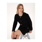 Pierre Cardin Siyah Crop Top Tüvit Ceket 50319417-VR046