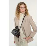 Pierre Cardin Siyah Parlak Monogram Desenli Kadın Omuz Çantası - Baget Model