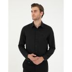 Pierre Cardin Slim Fit Armürlü Uzun Kollu Gömlek 2018583 - Siyah