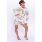 Pierre Cardin Soft Leaf Pattern Krem Kız Çocuk Uzun Kol Şort Takım - 5 - 6 Yaş
