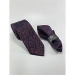 Pierroni Erkek Kravat Lacivert Kırmızı Desen Mikrofiber Malzeme ile 7 cm Genişlikte - Lacivert - Kırmızı