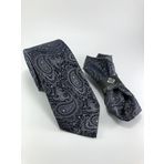PİERRONİ GRİ ŞAL DESEN MENDİLLİ KRAVAT