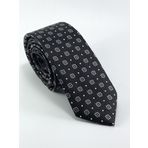 PİERRONİ Siyah Gri Desenli Slim Kravat
