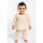Pietra Baby Kids Dantel Detaylı %100 Pamuk Müslin Kumaş Bebek ve Çocuk Kız Ikili Takım - Kahverengi - 6 Ay