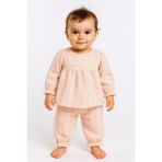Pietra Baby Kids Dantel Detaylı %100 Pamuk Müslin Kumaş Bebek ve Çocuk Kız Ikili Takım - Pembe - 6 Ay