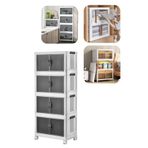 Piev Emayhome Çok Amaçlı Kapaklı Portatif İstiflenebilir Tekerlekli Organizer Dolap 4 Lü Beyaz