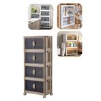 Piev Emayhome Çok Amaçlı Kapaklı Portatif İstiflenebilir Tekerlekli Organizer Dolap 4 Lü Cappuccino