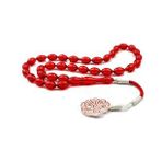Pigado 1000 Ayar Gümüş Kazaz Püskül Sıkma Kehribar Tesbih Kırmızı