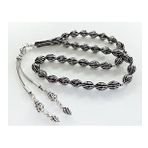 Pigado 925 Ayar Gümüş Arpa Kesim Erzurum Oltu Taşı Tesbih