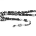 Pigado 925 Ayar Gümüş Oval Kesim 6'Li Karpuz Oltu Taşı Tesbih