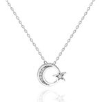Pigado 925 Ayar Gümüş Swarovski Taşlı Ayyıldız Kolye